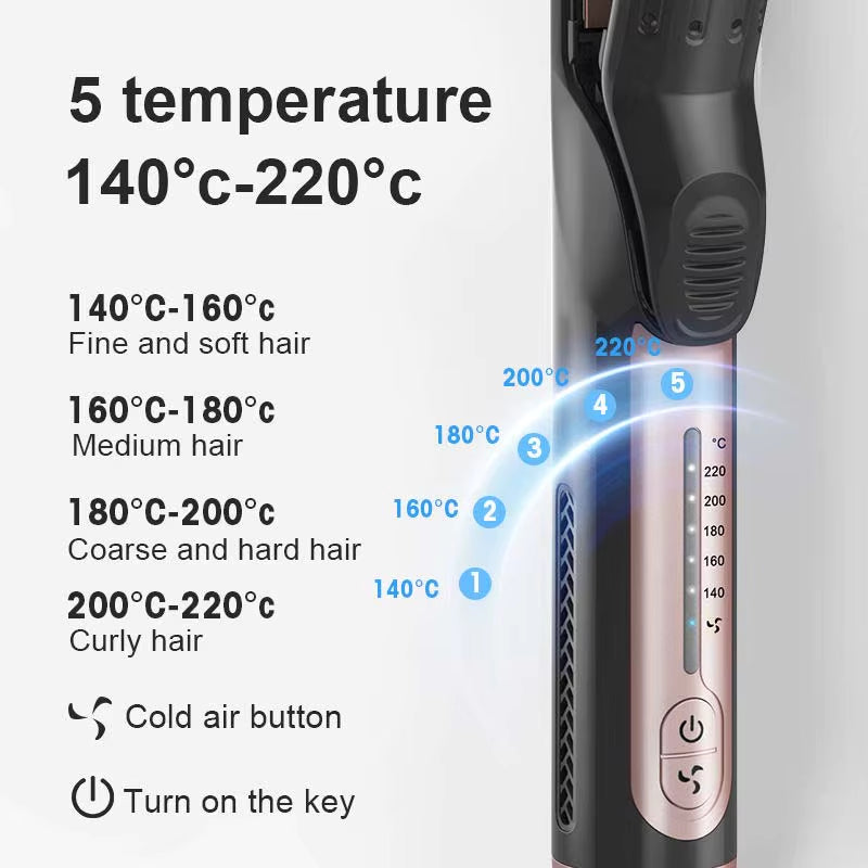 2 in 1 Ceramic Cool Airflow Hair Styler Portable Hair Straightener and Curler 3D Floating Plate Cool Air Styler Flat Iron