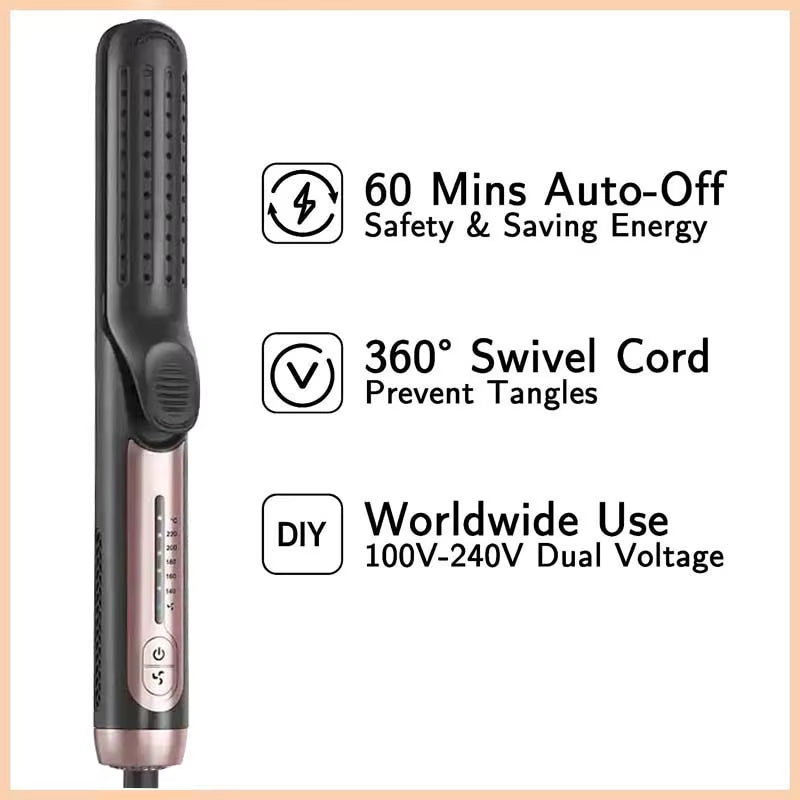 2 in 1 Ceramic Cool Airflow Hair Styler Portable Hair Straightener and Curler 3D Floating Plate Cool Air Styler Flat Iron