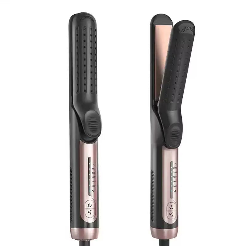 2 in 1 Ceramic Cool Airflow Hair Styler Portable Hair Straightener and Curler 3D Floating Plate Cool Air Styler Flat Iron