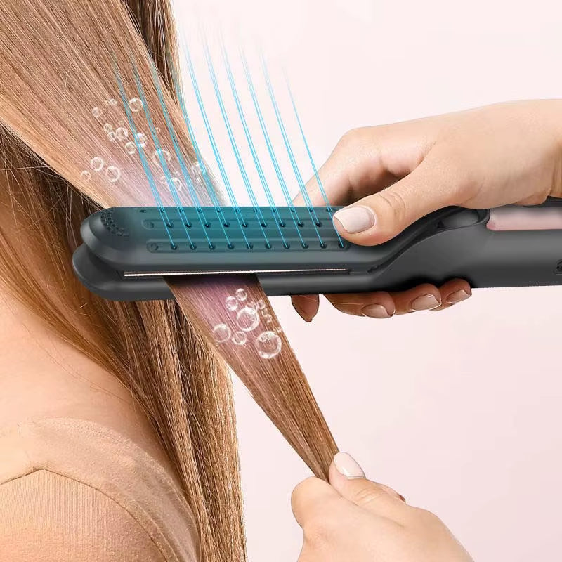 2 in 1 Ceramic Cool Airflow Hair Styler Portable Hair Straightener and Curler 3D Floating Plate Cool Air Styler Flat Iron