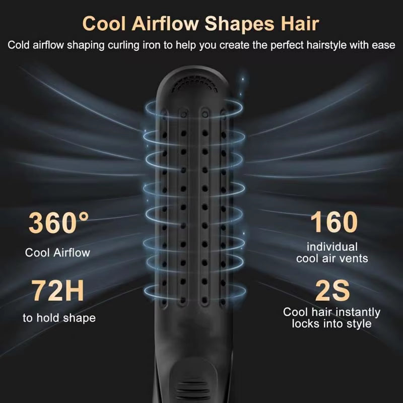 2 in 1 Ceramic Cool Airflow Hair Styler Portable Hair Straightener and Curler 3D Floating Plate Cool Air Styler Flat Iron